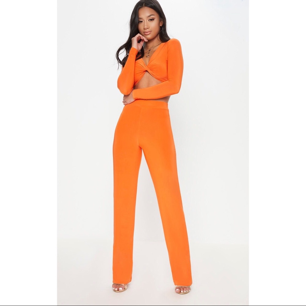 Orange slinky pant and crop set